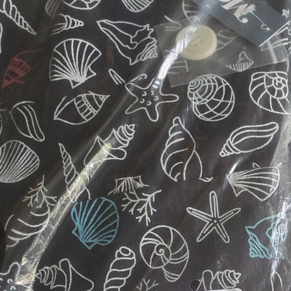 ModCloth Seashore Shells Dress Linen Pinup Cutouts Retro Coastal Black 10 - Picture 5 of 6